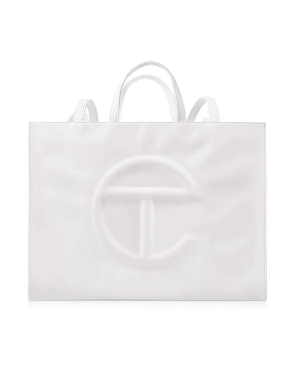 Telfar White Embossed Logo Tote Bag
